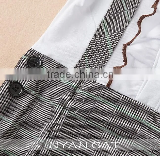 New Arrival Gentleman Kids Clothes Cute baby boy cotton jumpsuits breathable handsome boy clothing tie lace strap baby rompers