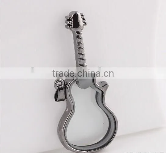 new products silver jewelry Guitar photo locket& floating locket&costume jewelry locket