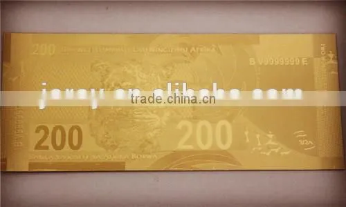 Gold plated South African 200 rand Banknotes