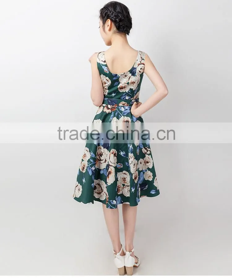 Women's cotton short frock designs rockabilly swing prom vintage dress 50s