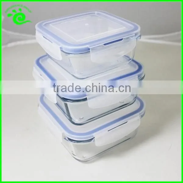 Square Thermo Airtight Glass Food Container With PP Lid