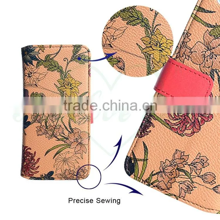 Customize Printed Flower Wallet Phone Case for iPhone 6S