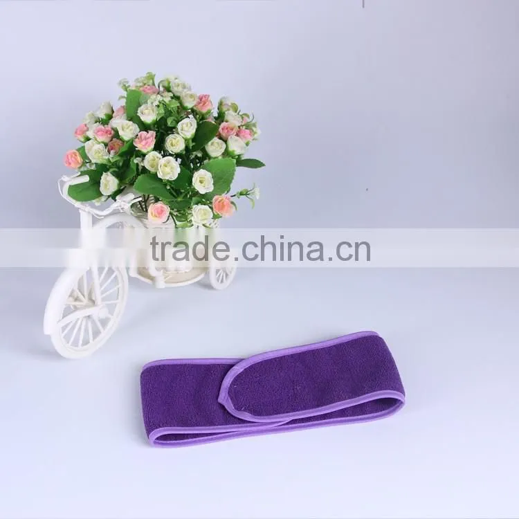 purple microfiber embroidery headband with velcro