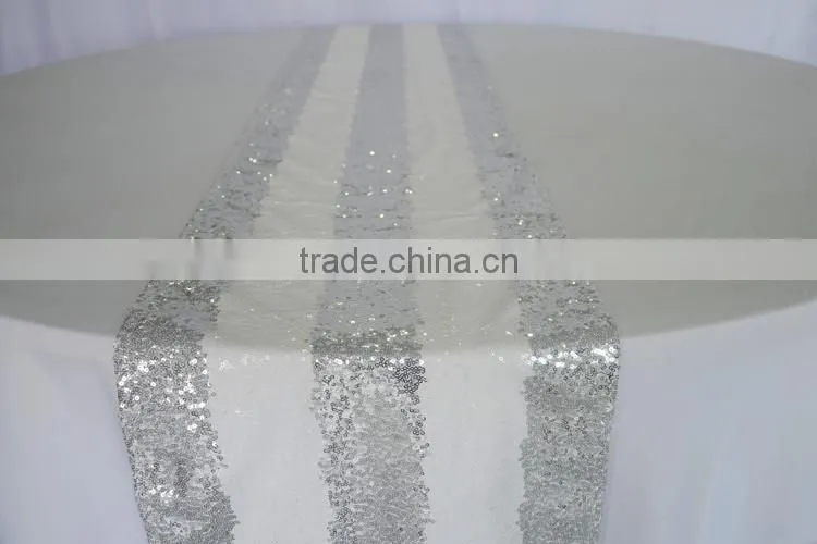 100%Polyester black stripe sequin table runner cheap table runners