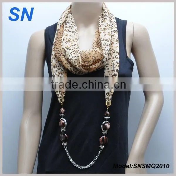Leopard grain design scarf string of scarf all sorts of color stones