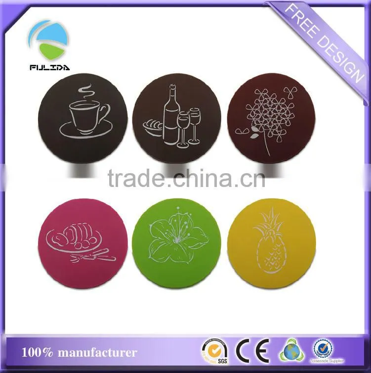 colorful soft pvc hotel cafeteria dining logo mixed wholesales cup holder mat