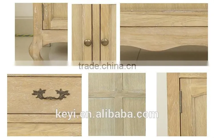 French style 3 doors cabinet Chinese antique solid wood sideboard cabinet(DT-1046-OAK)