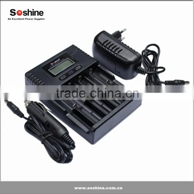 Soshine H4 4-slots LCD smart charger for protected 18650 battery