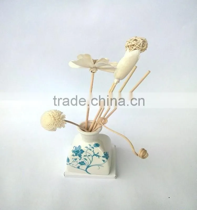 Wholesale Aroma Scented Reed Diffuser With Glass Fragrance Bottle,Aroma Rattan Sticks,Sola Flower