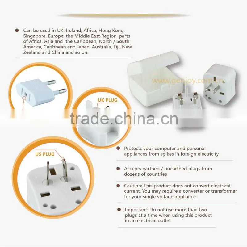 2015 colorful factory worldpower electric multi adaptor charger