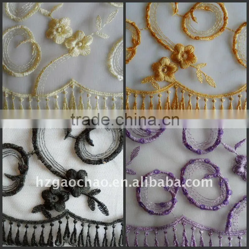 Multicolourful mesh embroidery lace fabric