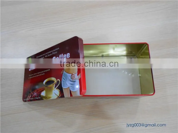 Factory directly and custom rectangular slimming coffee tin box
