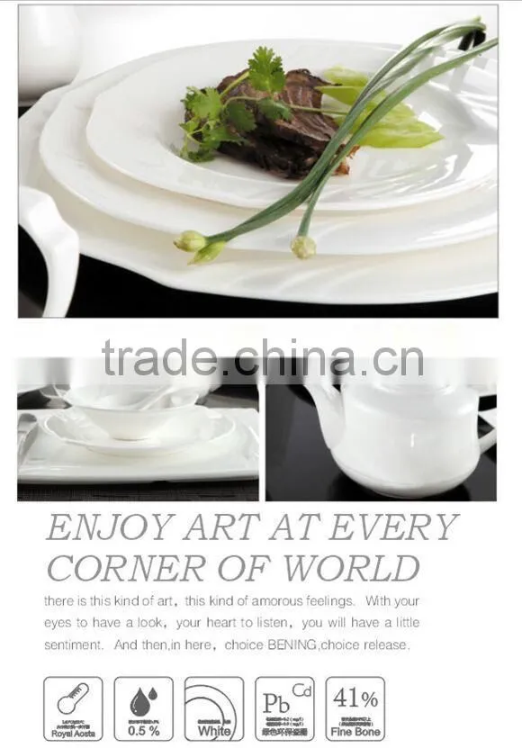 unique design tableware sets plates/dishes/bowls/tea pot white color ceramic bone china dinner sets