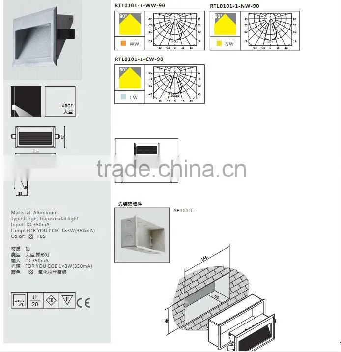 silver 3w led step light recessed stairs