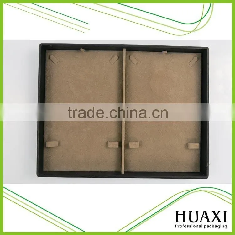 Wooden Brown Velvet Necklace Earrings Display Tray Wholesale