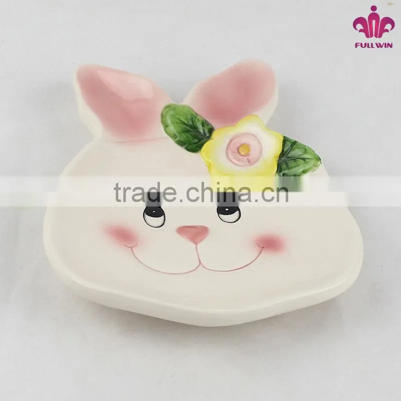 Candy ceramic plate with bunny design