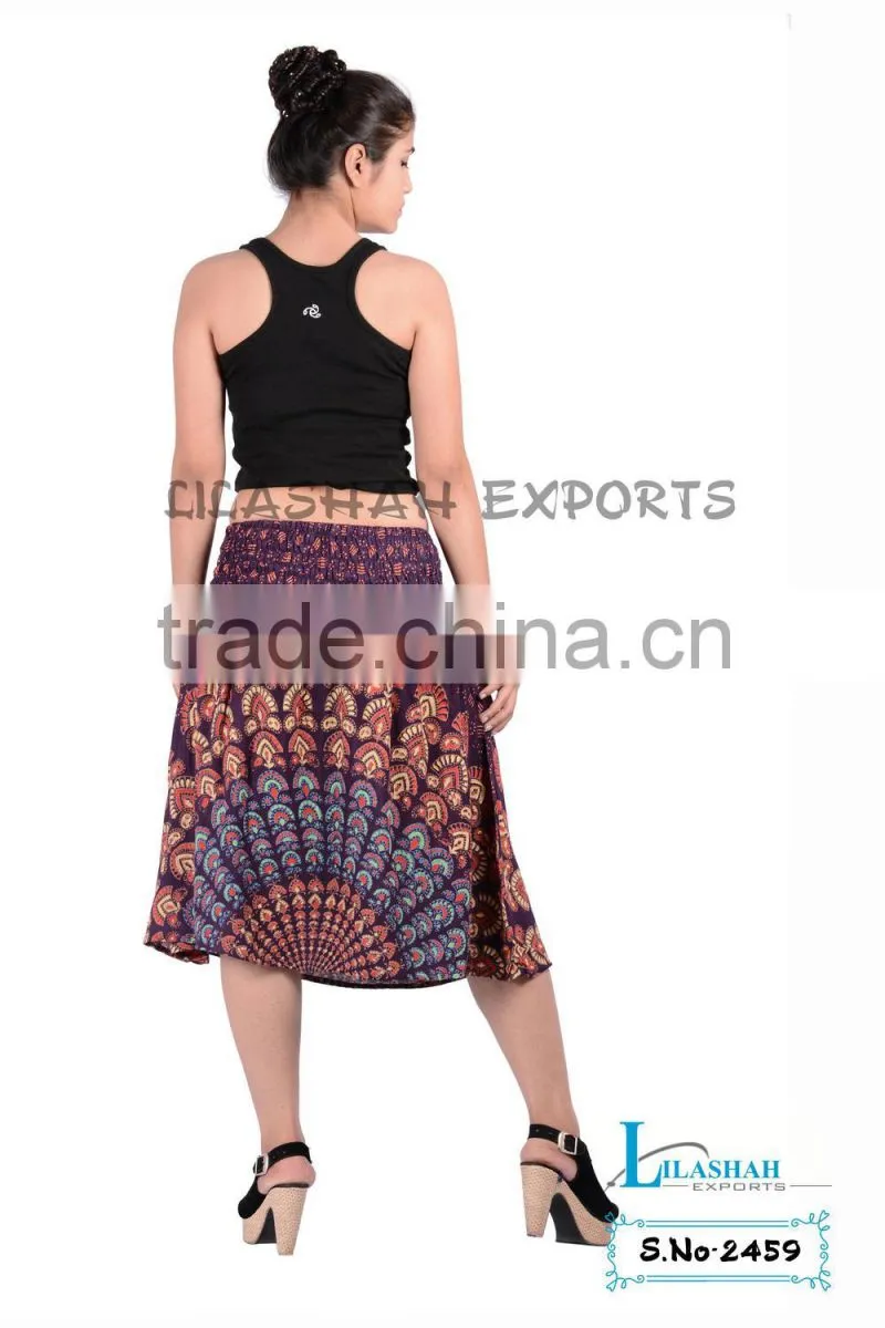 Rayon Printed Skirt Rayon Block Printed Skirt Garments ladies fashion skirts woman skirt suit long rayon skirt