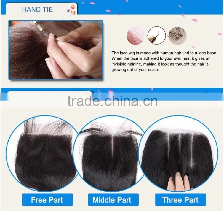 Fast Shipping 100% Full Cuticle cheap lace Indian Hair Silk Base Closures