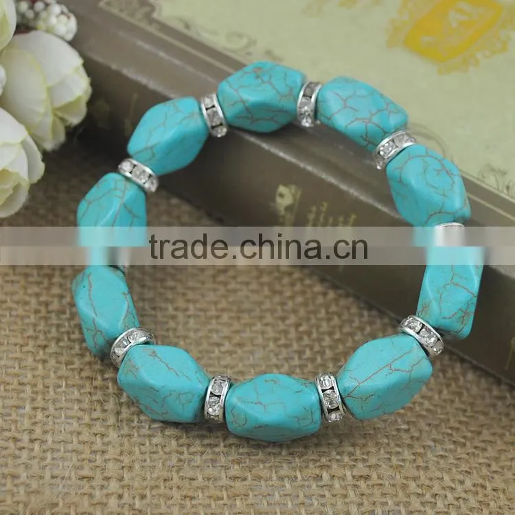 turquoise string mens charm bead bracelet, italian bead bracelet