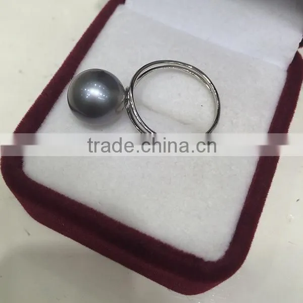 fine design nature pearl price round sea pearl ring real 925 silver ring