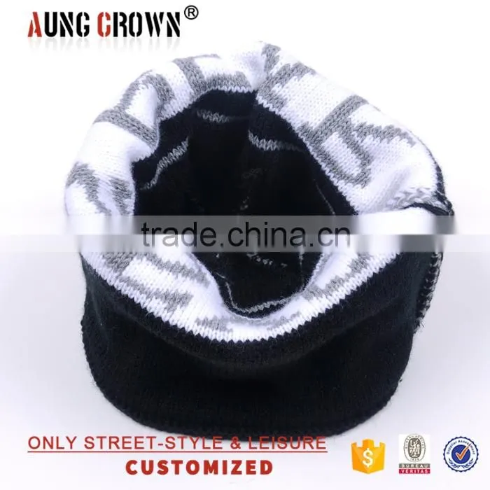 Custom acrylic cuff beanie knitted hat with custom patch