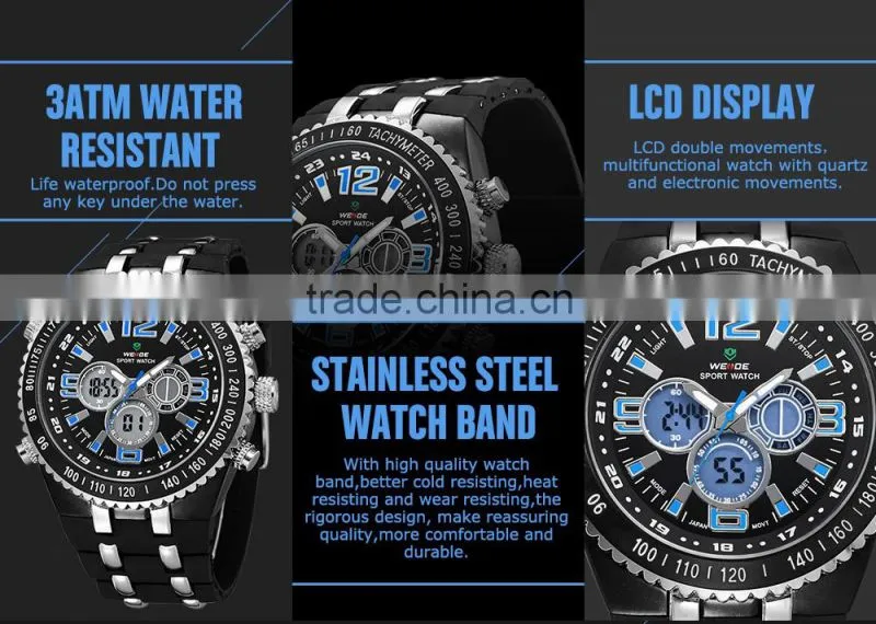 WEIDE 2015 Cheap Rubber Watch WH1107-6 Watch Personalized Lcd Hands Watch