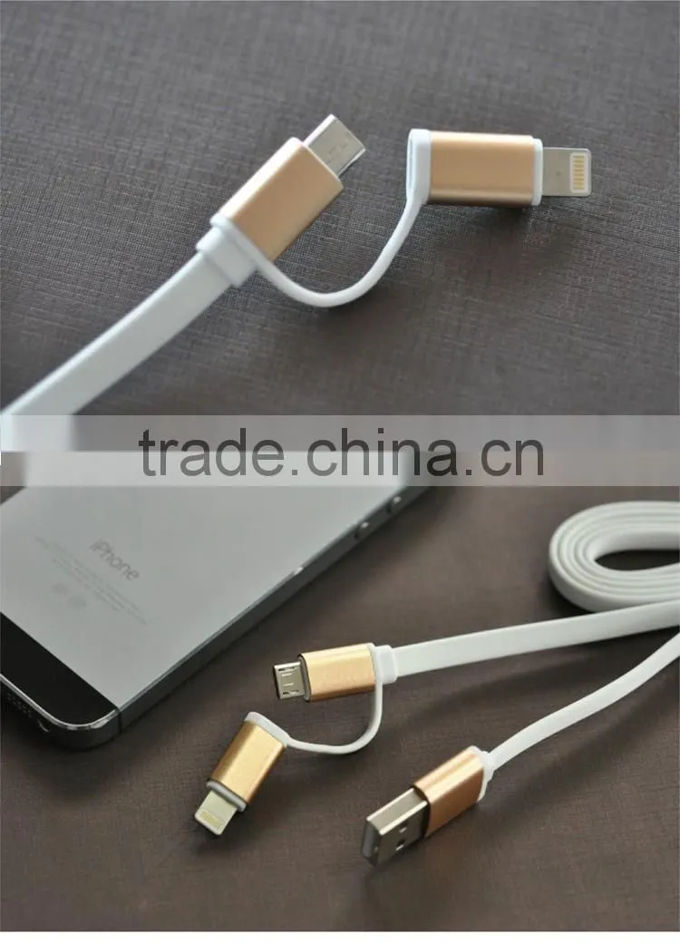 2-in-1 USB Data Sync Charge Cable Micro USB Cable for iPhone 6 6S 6Plus