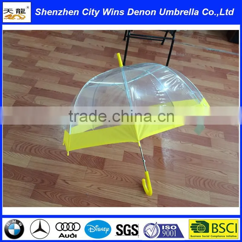 Wholesale printed China transparent umbrellas with plated iron ribs and stick