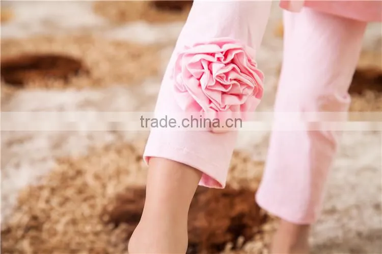 2016 wholesale children clothes light pink baby leggings with skirt kids leggings with flower