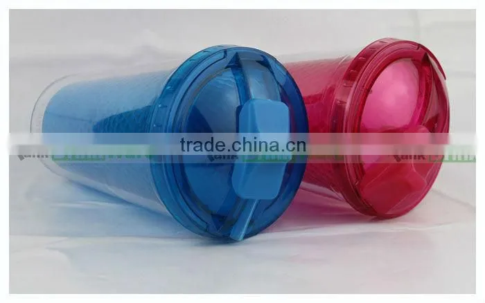 Plastic Double Tumbler with Straw