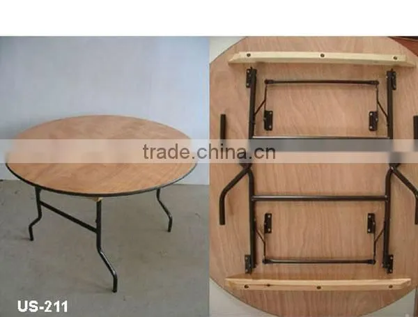 60"Aluminum edging wood folding table and chair used restaurant equipment