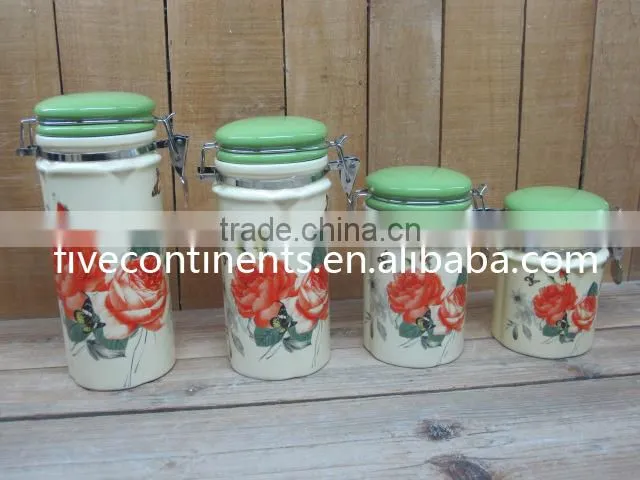 Ceramic Coffee/ Tea Mugs Set with Sugar Pot in Round Tray