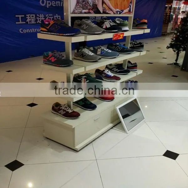 shoe store wooden display rack