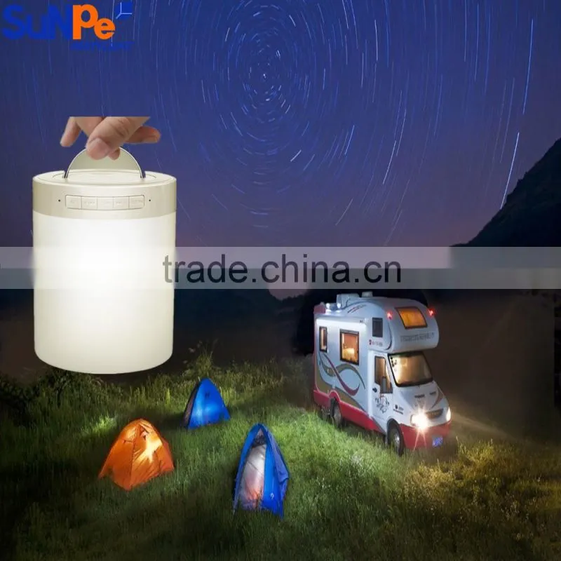 LED rechargable camping lantern with bluetooth speaker color changing and touch sensor mini music lamp