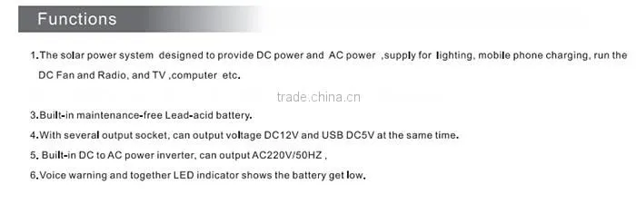 Solar powered system/portable solar DC power generator/home use 34W