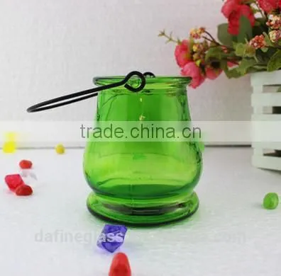 Glass Vase Bottle for plant With Metal Handle Candle Hydroponic/Home Decoration