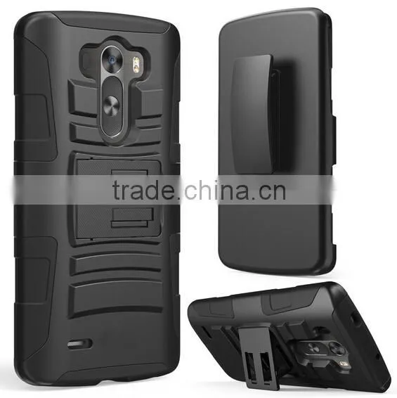 heavy Duty Rugged Dual Layer Case with kickstand for lg g3 -black