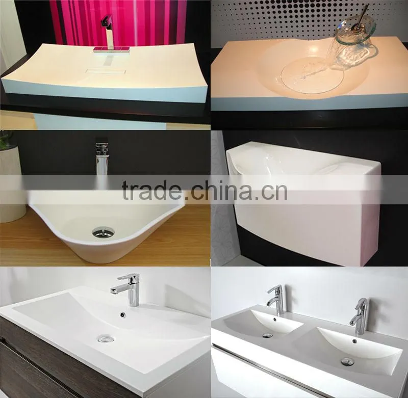 Glossy white bathroom wash basin artificial stone basin