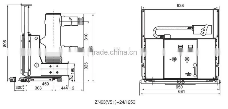 CE approved VS1-24 Handcart Type Indoor Vacuum Circuit Breaker ZN63-24