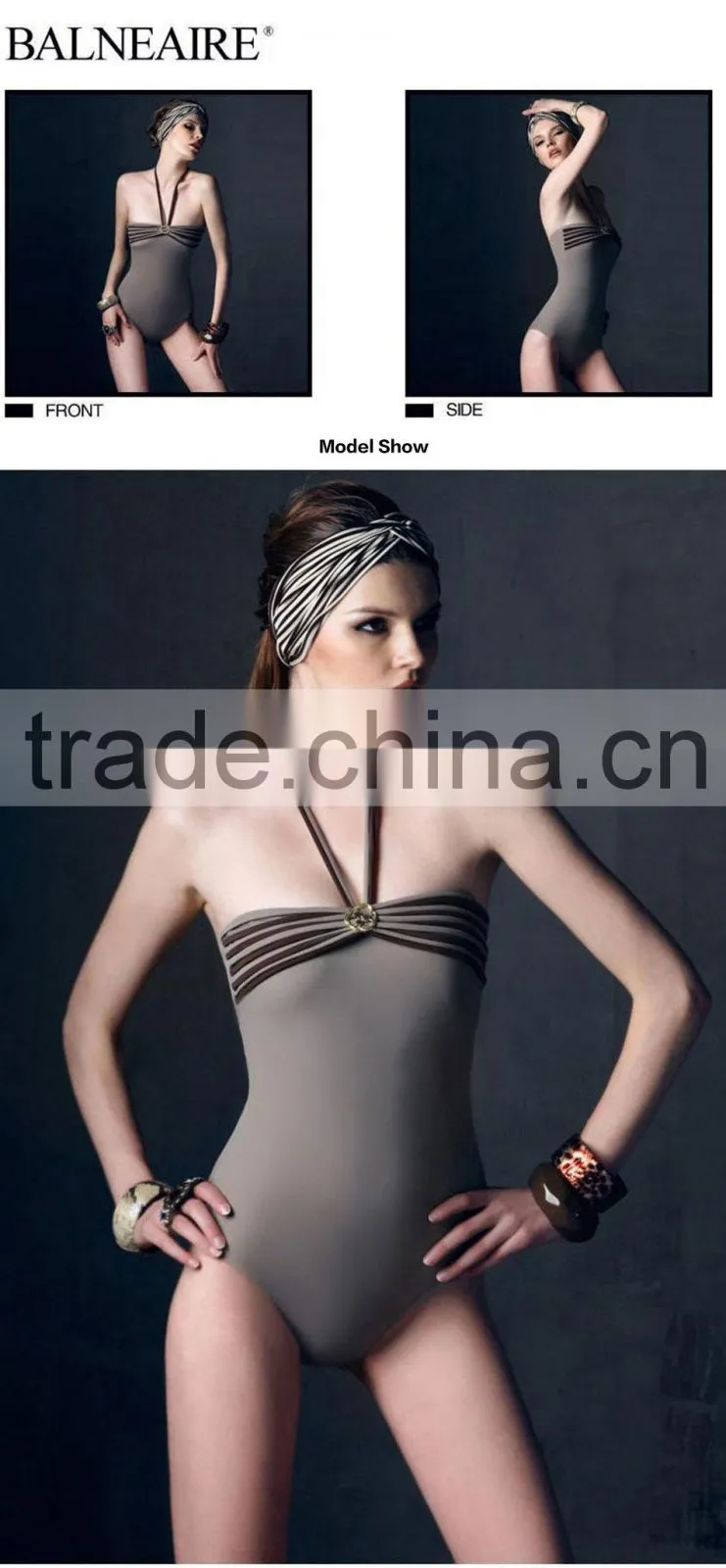 Balneaire poliamid and elastan solid fabric swimwear plus size,one piece swimwear