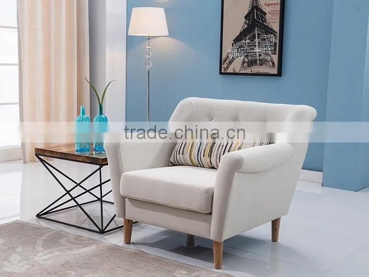 modern nordic style fabric upholstered armchair with wooden legs for living room furniture