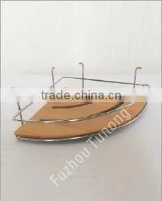 2-tier shelf bamboo hanging bathroom shower caddy with towel rack
