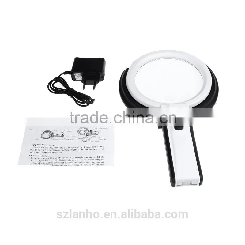 2X-5X Foldable 10 LED Lighted Magnifying Glass Lens Lamp Desk Reading Magnifier