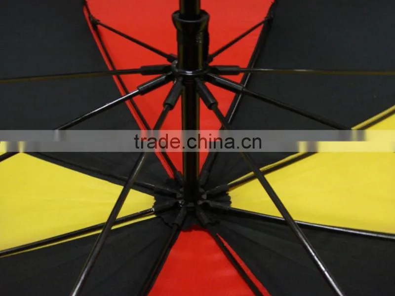 red yellow black combination multi-color fiberglass fashion golf Umbrella