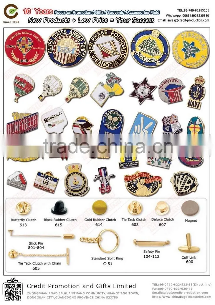 Customized design long needle Hijiab lapel pin badge