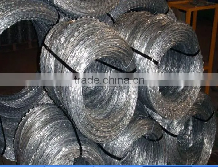 Alibaba plastic razor barbed wire/single strand pvc coated wire/pvc coated barbed wire