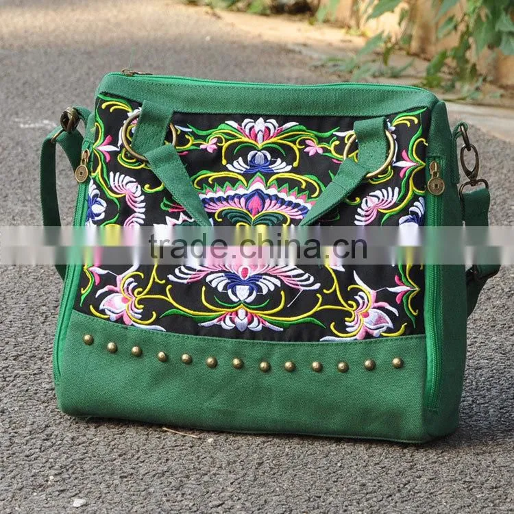 High quality shoulder bag fashion messenger bags cotton handbags women embroidery & Ethnic style bag Vintage