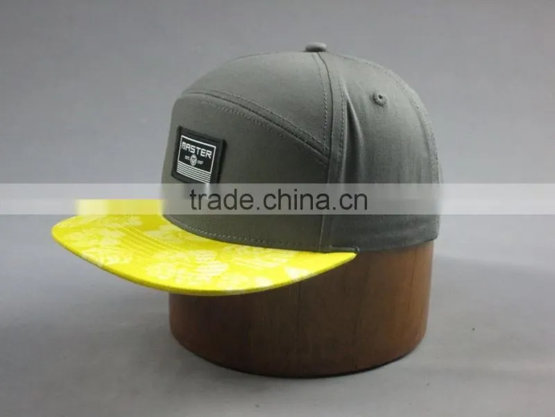 Custom cotton twill 7-panel snapback cap with embroidery logo