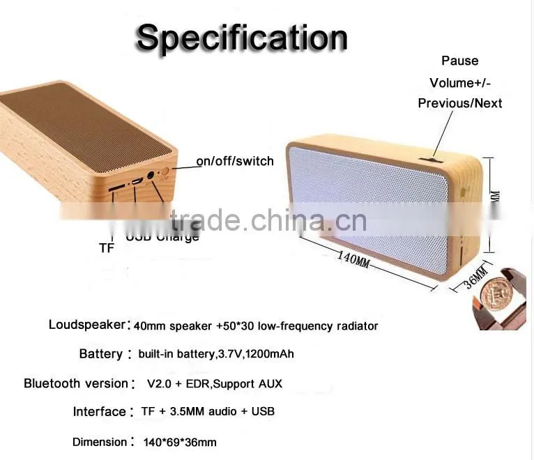 New natural hand-made wireless speaker wood material for iphone ipad