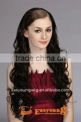 wholesale fake hair 3/4 wigs, curly synthetic hair styles half wigs hairpieces